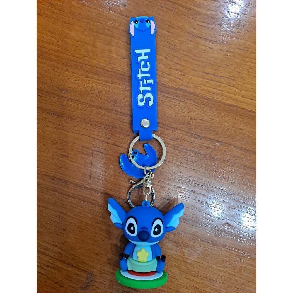 New Disney Stitch PVC Keychain Figure Backpack Clip Keyring Pendant Wristlet